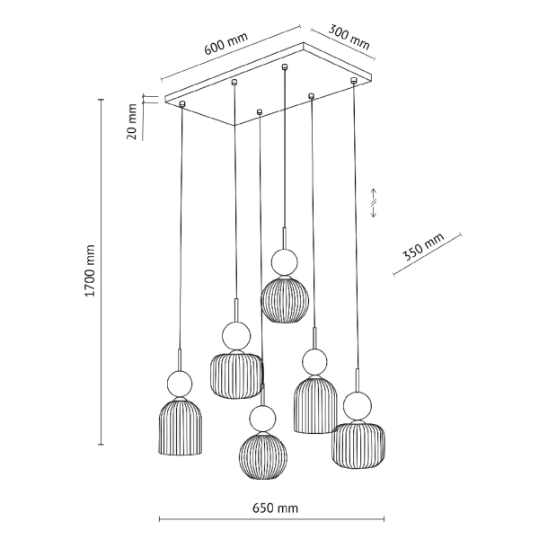 Nowoczesna wisząca lampa Sophia Cognac do salonu biały czarny