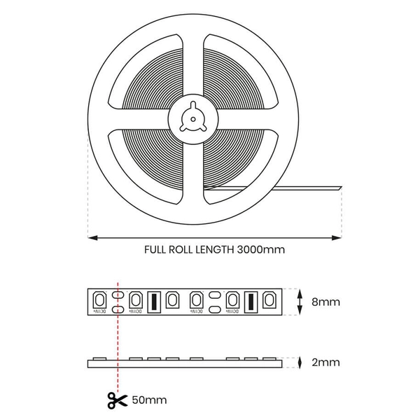 Pasek ledowy 3m z zasilaczem EKZ0892 LED 2,6W/0,5m 3000K IP65 czarny