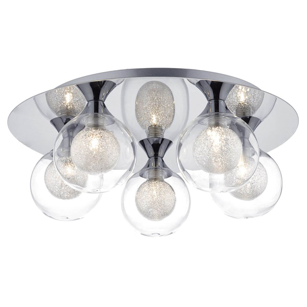 Szklana lampa sufitowa Zeke ZEK5450 kulista kule chrom