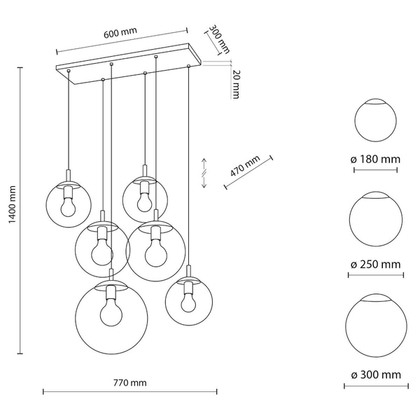Lampa wisząca na belce Esme 5384 balls do sypialni grafitowa czarna
