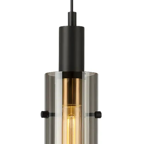 Szklana lampa wisząca do jadalni SELENA CGSELENA60BK tuba czarny
