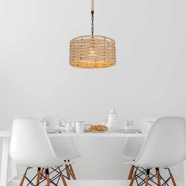 Okrągła LAMPA wisząca HALIA 15679H1 Globo marynistyczny do salonu beżowy