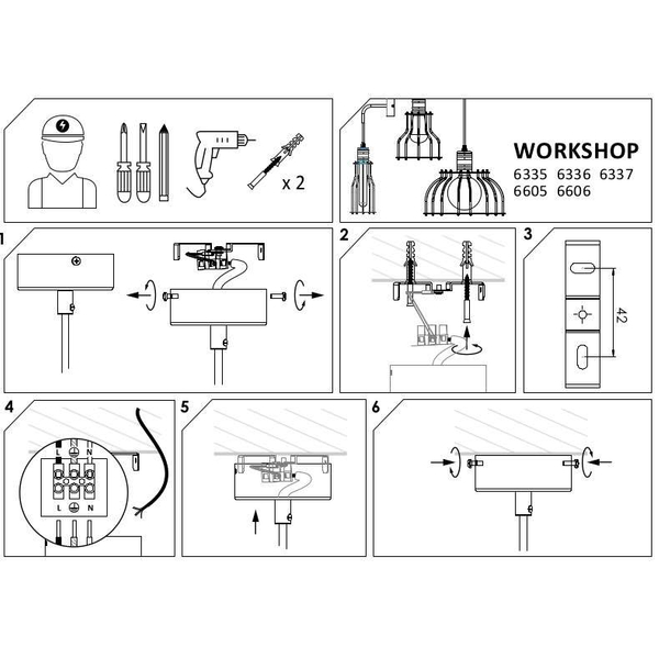 Industrialna LAMPA wisząca WORKSHOP 6337 Nowodvorski drut OPRAWA ZWIS pręt miedź czarny