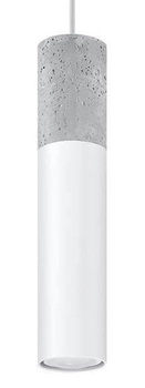 Wisząca LAMPA skandynawska SL.0647 metalowa OPRAWA tuba ZWIS okrągły beton biały