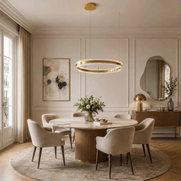 Lampa wisząca glamour ARKADIA ST-6376-60 złota LED 30W 3000K pierścień