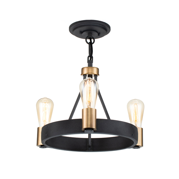 Lampa wisząca QN-SILAS-3P-DZ okrągła czarna mosiądz
