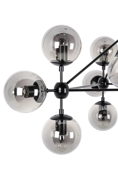 Lampa wisząca PLANETARIO 10 salonowa czarna przydymiona