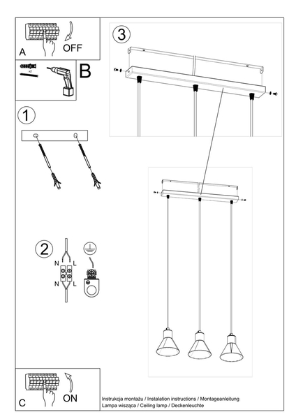 Lampa zwisowa Tazila SL.0990 Sollux industrial kuchenna czarna