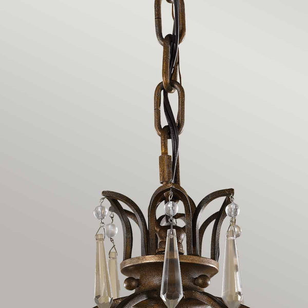 Pałacowa lampa wisząca Bellini FE-BELLINI-P Feiss kryształowa metalowa brązowa