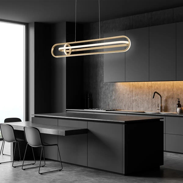 Wisząca lampa owalna Demark QN-DEMARK-LP-BG LED 58W 3000K nad stół złoty