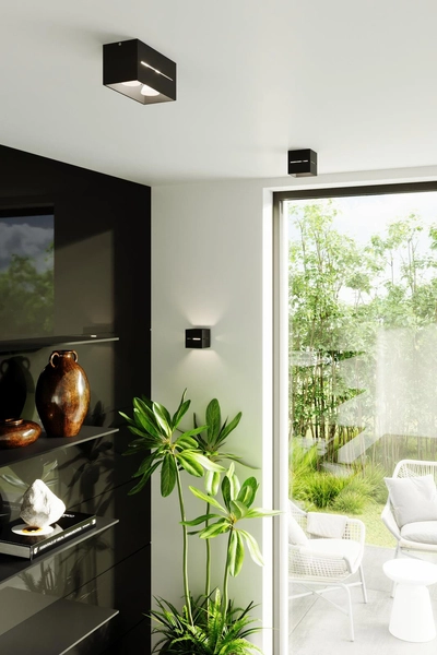 Kinkiet LAMPA ścienna SL.0204 metalowa OPRAWA kostka cube przyścienna czarna