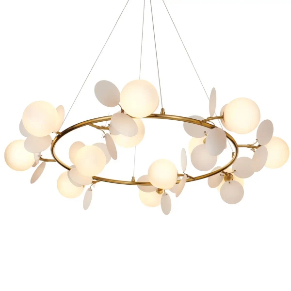 Żyrandol glamour CHIC ST-DL-2969 pierścień do salonu biały złoty