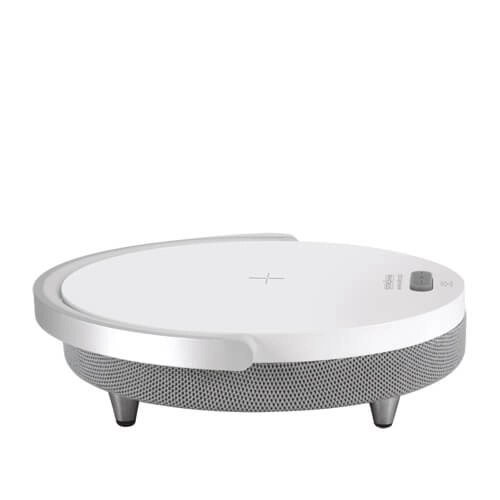 Stojąca LAMPA stołowa SATURN 03864 Ideus biurkowa LAMPKA okrągła LED 10W 4000K z głośnikiem bluetooth biała szara