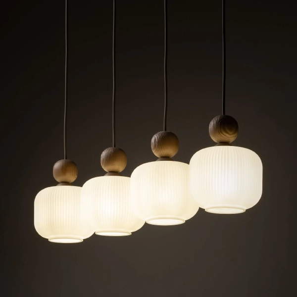 Lampa wisząca nad stół Ballo 11051 podłużna na belce biały beżowy
