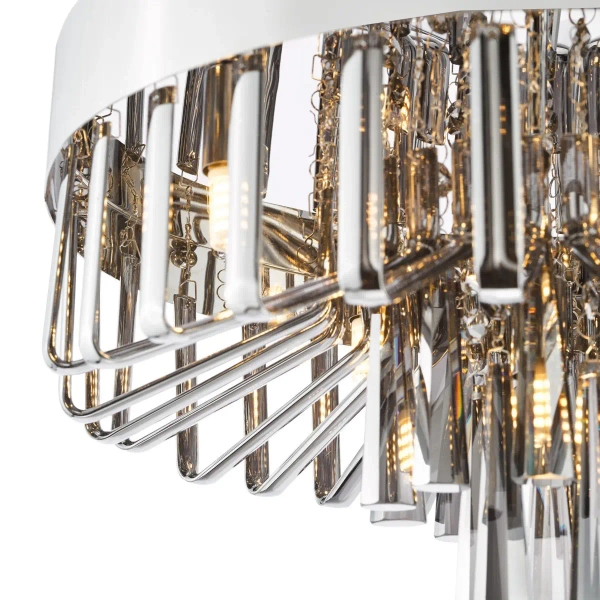 Sufitowa lampa okrągła Olin OLI5410 do jadalni szklana chrom przydymiona