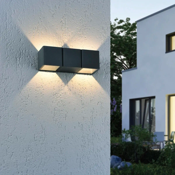 Prostokątna lampa elewacyjna Marcel LED 8W grafitowa