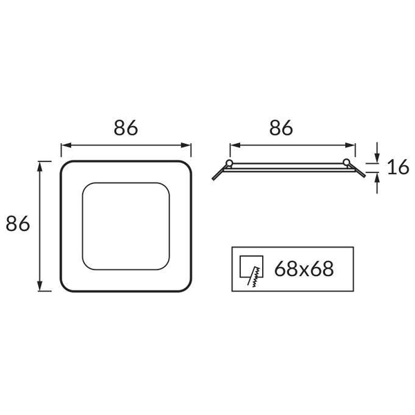 Podtynkowa LAMPA sufitowa SLIM IRON LED 3W 4000K 03536 Ideus kwadratowa OPRAWA do zabudowy WPUST biały