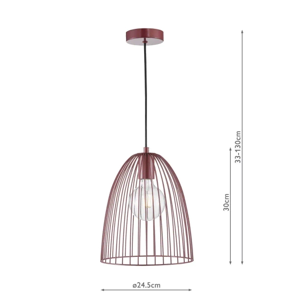 Druciana wisząca lampa Maya MAJ0158 klatka metalowa fioletowa