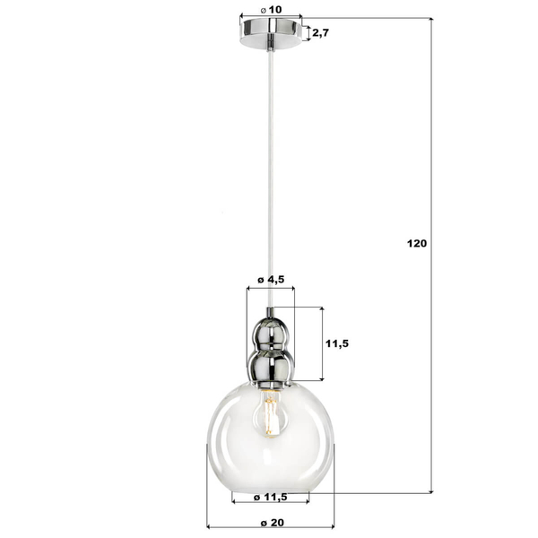 Wisząca lampa loftowa Akso do pokoju biała przezroczysta