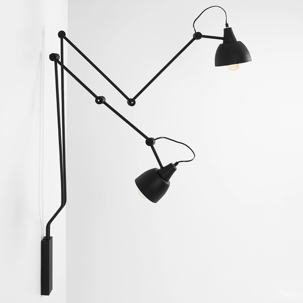 Czarny kinkiet pokojowy Aida 842D Aldex ruchoma lampa ścienna metalowa