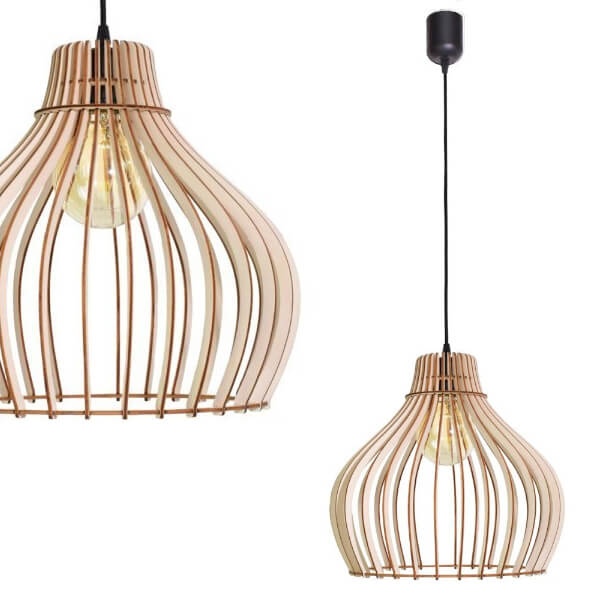 Kuchenna lampa wisząca 137623620217 drewniana nad wyspę