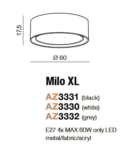 Czarna lampa pokojowa Milo AZ3331 nad stół okrągła minimalistyczna