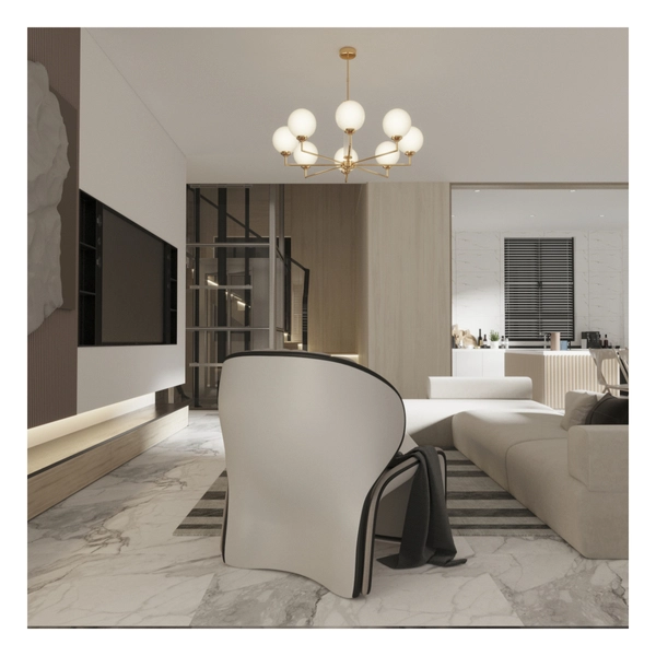 Jadalniany żyrandol Artu Glass ART-ZW-8 (Z) G kule szklane białe mosiądz