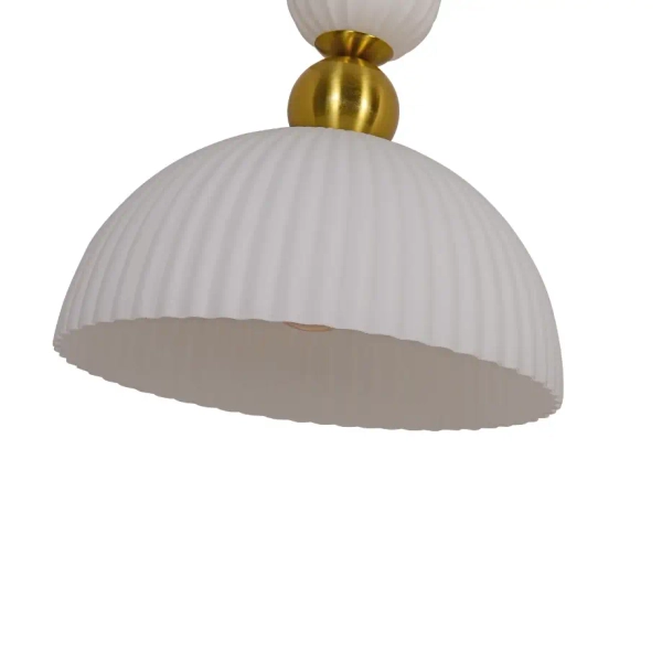 Wisząca lampa ryflowana Piega LP-939/1P L white szklana biała złota