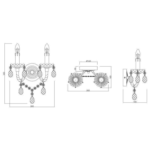 Kinkiet ścienny Luster R25072000 RL Light dekoracyjny crystals srebrny