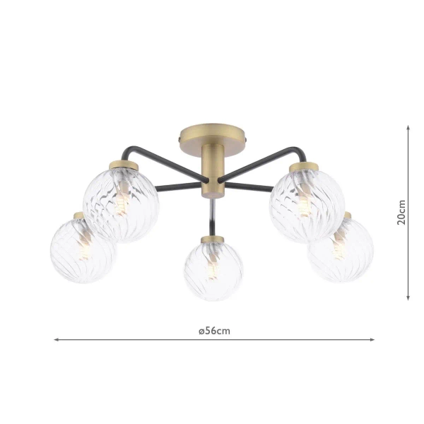Szklana lampa sufitowa Layney LAI5454-03 kule mosiądz czarne
