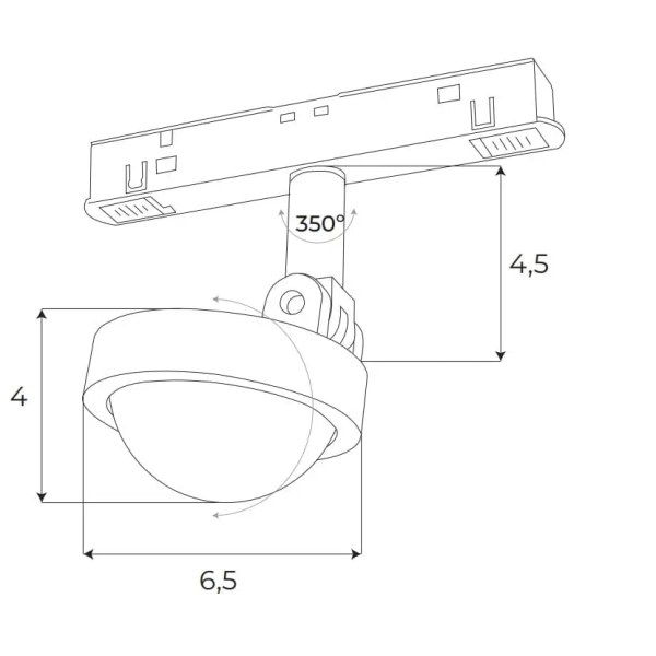 Magnetyczna lampa do systemu szynowego M0018N LED 8W 3000K czarny