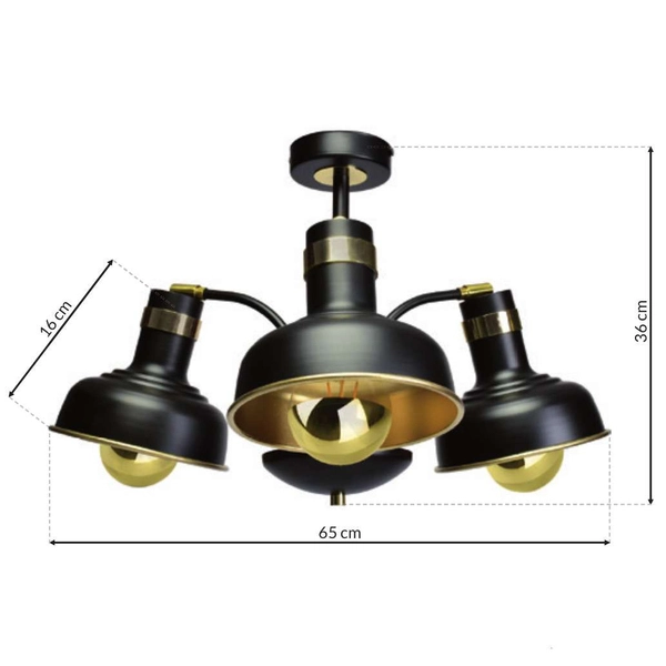 Sufitowa LAMPA loft MARGO MLP6211 Milagro metalowa OPRAWA plafon LED 16,5W wysięgniki industrialne czarne złote