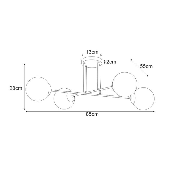 Lampa sufitowa Savoy K-4924 4-punktowa biała czarna