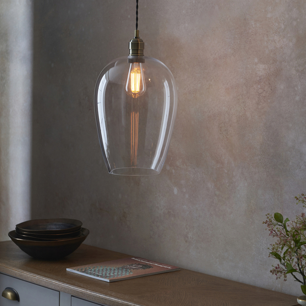 Lampa wisząca L&-1100658 Light& ze szklanym kloszem mosiądz