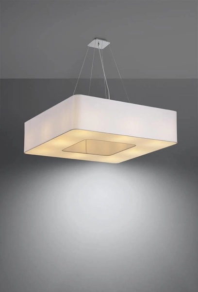 Abażurowa LAMPA wisząca SL.0827 materiałowa OPRAWA zwis kwadratowy biały