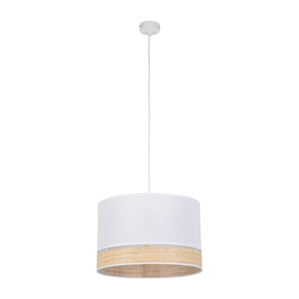 Lampa wisząca nad stół Paglia 4768 TK Lighting tuba tkanina biały beżowy