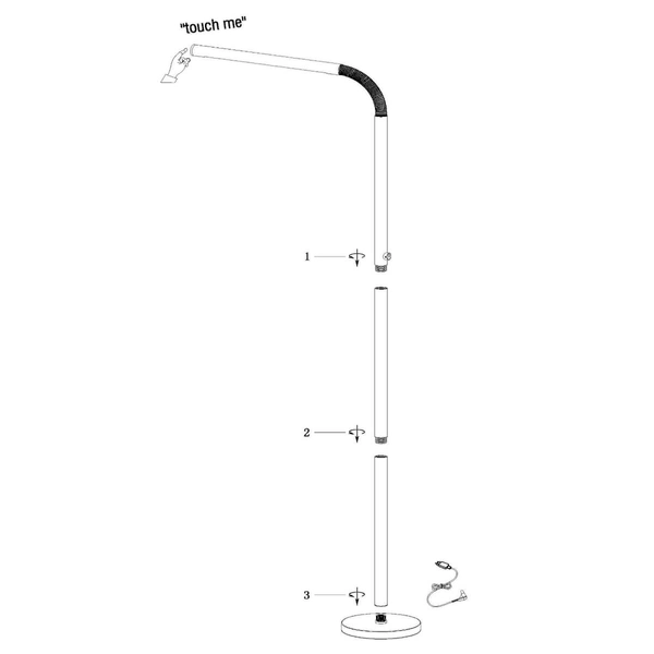 Biała lampa podłogowa Gilly do sypialni LED 3W 2700K ściemnialna