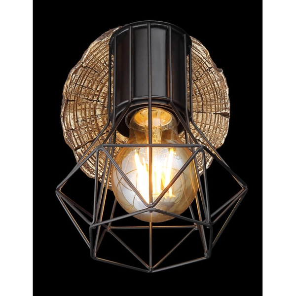 Ruchomy kinkiet Priska 54017W-1 druciany czarny drewno