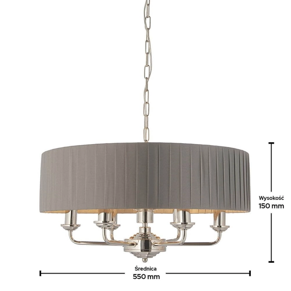Lampa zwis Highclere 94397 Endon z plisowanym abażurem szara nikiel