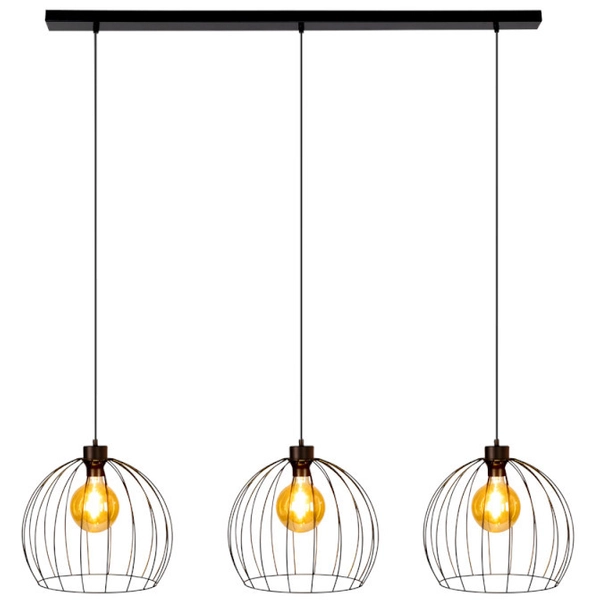 Loftowa lampa wisząca COOP 188419304 druciany zwis czarny drewno