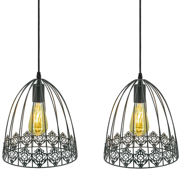 Industrialna LAMPA wisząca Klatka 6802/2 ZWIS -01 Elem loftowa OPRAWA druciany ZWIS klatki czarne