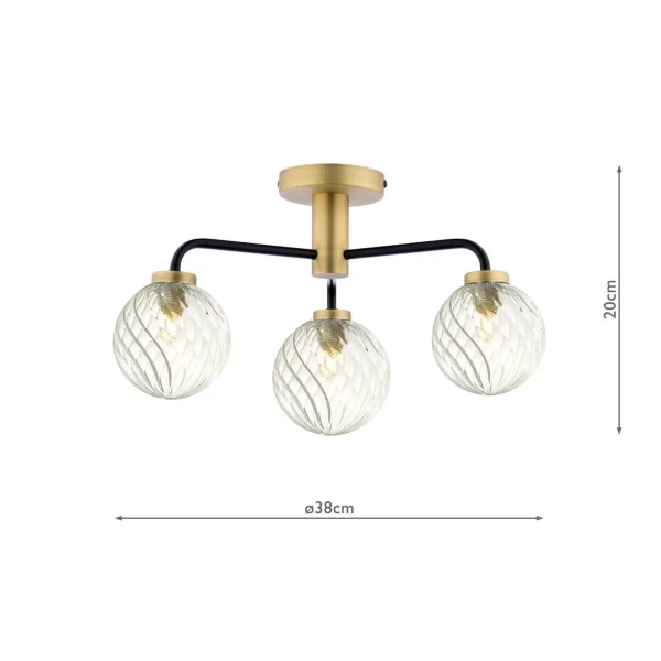 Potrójna lampa sufitowa Layney LAI5354-03 do jadalni mosiądz