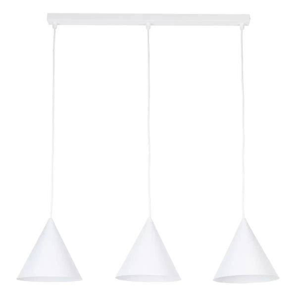 Potrójna lampa wisząca CONO 10011 stożkowa na listwie biały