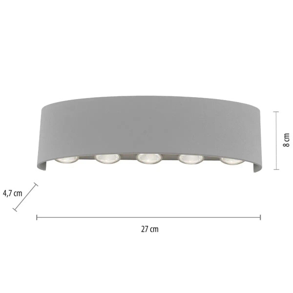 Ogrodowy kinkiet srebrny Carlo LED 8W 3000K elewacyjny outdoor