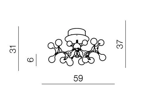 Sufitowa lampa pokojowa Neurono molekularna szklana chrom