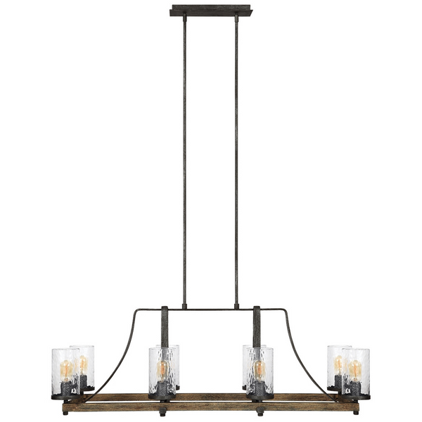 Lampa wisząca podłużna QN-ANGELO8-ISLE drewniana czarna