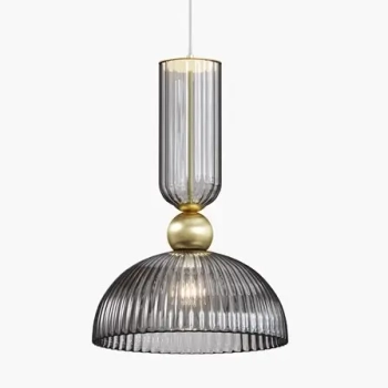 Wisząca lampa szklana Antic MOD302PL-01GR1 kopułowa szara mosiądz