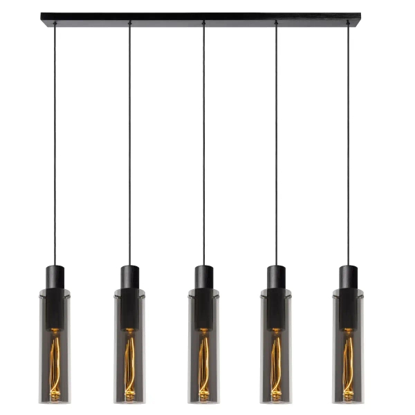 Szklana lampa wisząca ORLANDO 74404/05/65 Lucide przydymiony czarny