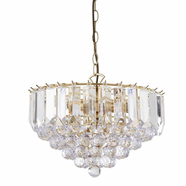 Lampa wisząca z kryształkami Fargo FARGO-14BP Endon mosiądz przezroczysta