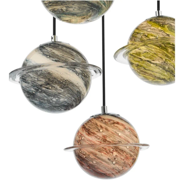 Molekułowa wisząca lampa Cygnus CYG0555 planety szklana beżowa chrom